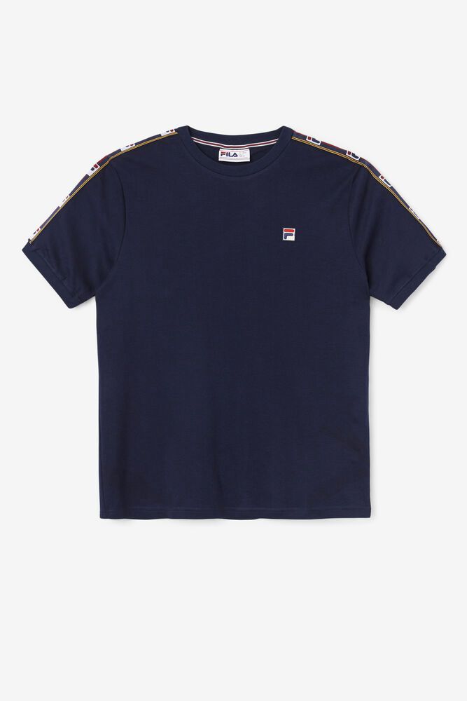 Fila Oliver Navy T-Shirt Mens - NZ 63082-KUZG